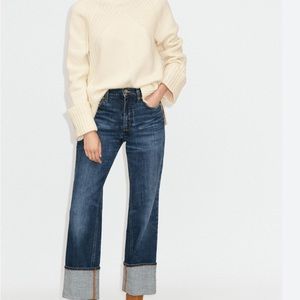 ME+EM authentic turn up dark blue jeans